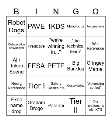 All Hands Bingo Card