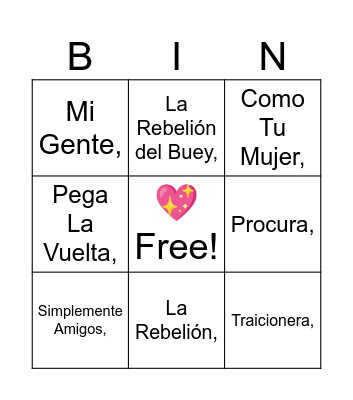 BINGO MUSICAL Bingo Card