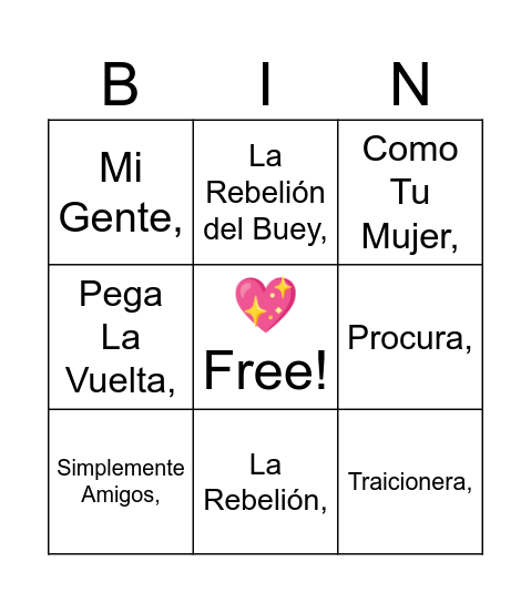 BINGO MUSICAL Bingo Card