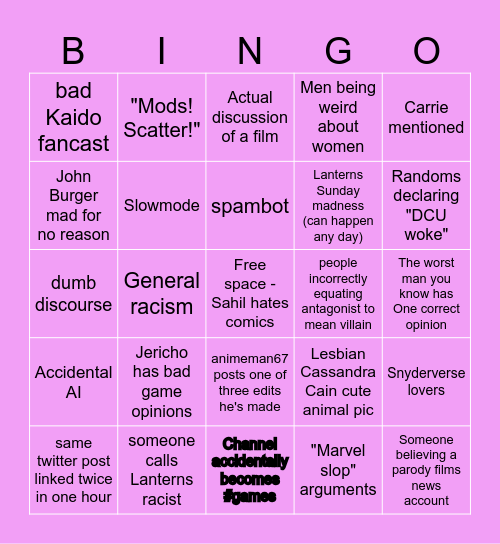 Film and TV chat bingo Card