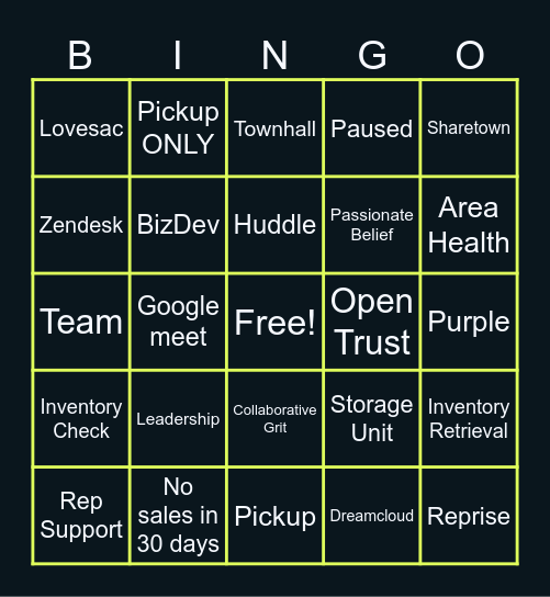 Sharetown Bingo Card