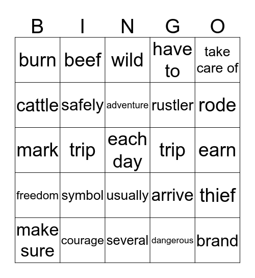 Garam Bingo Card