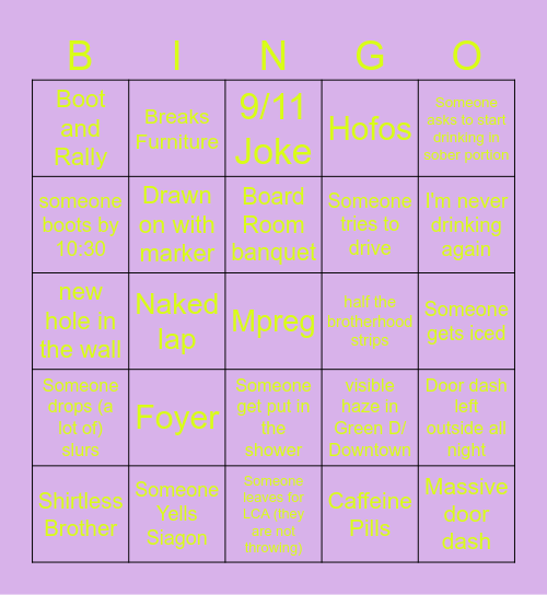 Sigma Pi Lock In Bingo Card