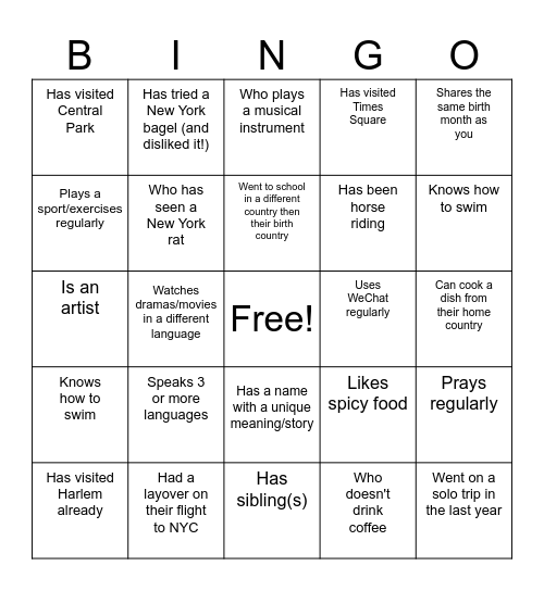 Bridges Bingo || Find Someone Who _____ Bingo Card