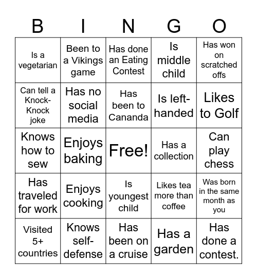 Find that Coworker Bingo Card