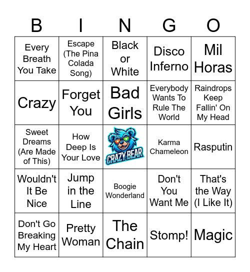 September - Earth, Wind, and Fire Bingo Card