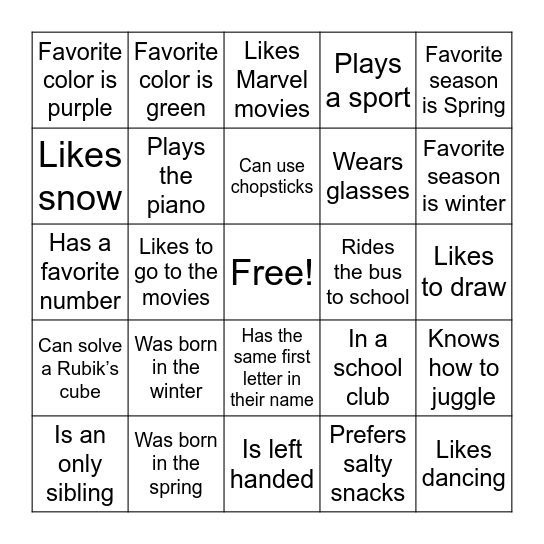 Find Someone Who... Bingo Card