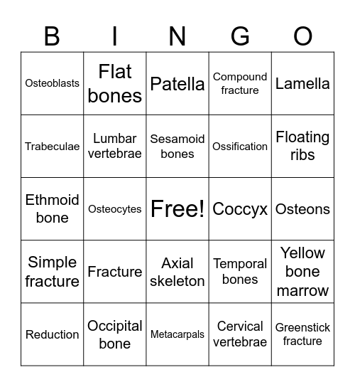 Bones Bingo Card