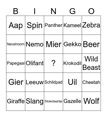 Boris Buitelaar DIERENBINGO Card