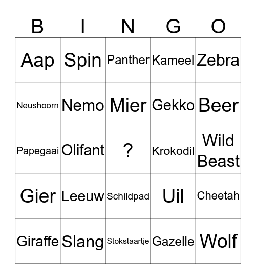 Boris Buitelaar DIERENBINGO Card