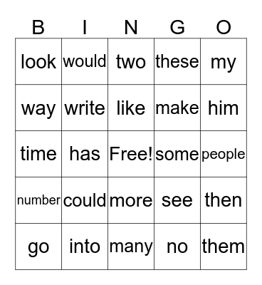 Sight words could, people, my Bingo Card