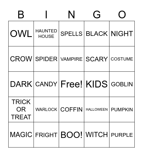 HALLOWEEN BINGO Card