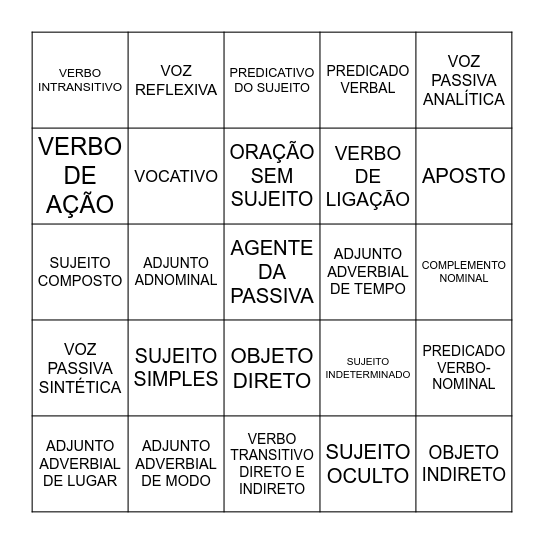 BINGO DA MARCIA Bingo Card