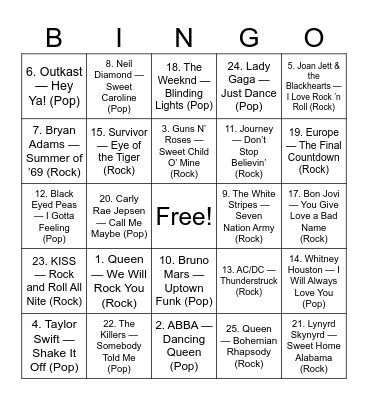 The Ultimate Battle: Stadium Anthems Bingo Card