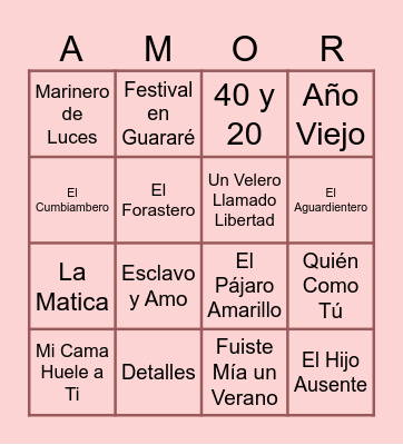 MUSICAL Bingo Card