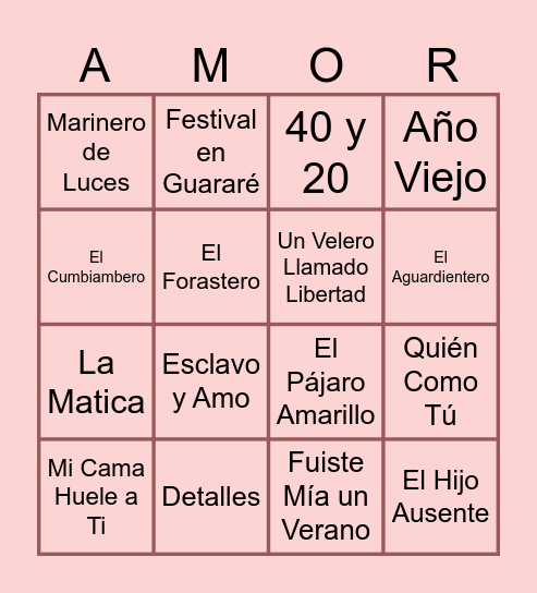 MUSICAL Bingo Card