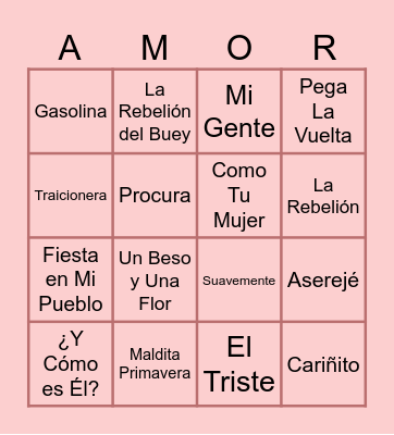 MUSICAL Bingo Card