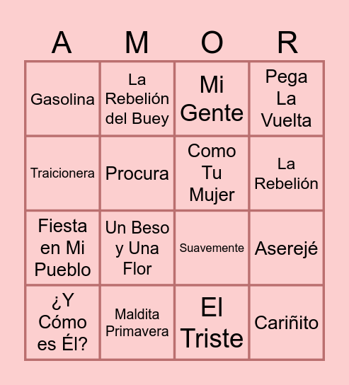 MUSICAL Bingo Card
