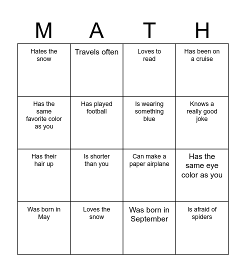 Find someone who... Bingo Card