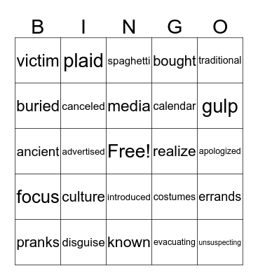 April Fool's Day Bingo Card
