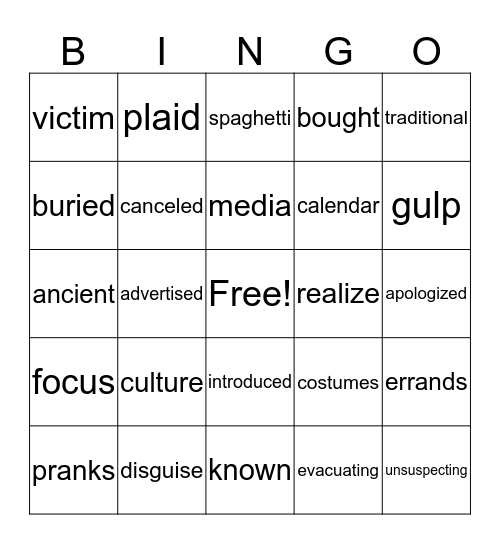 April Fool's Day Bingo Card