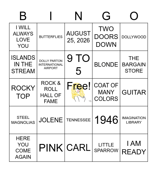 DOLLY DAY 2026 Bingo Card