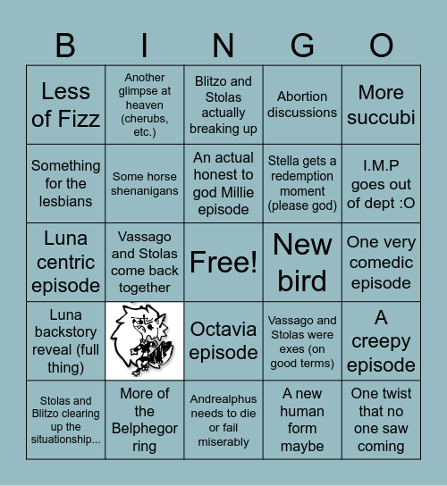 Helluva Bingo Sheet Bingo Card