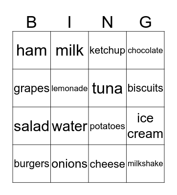 FOOD BINGO Card