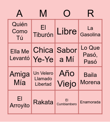 Musical Bingo Card