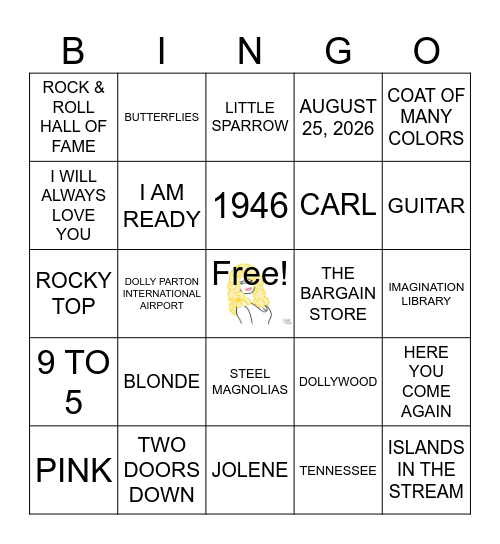 DOLLY DAY 2026 Bingo Card