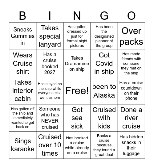 Cruising with the Elks Bingo Card