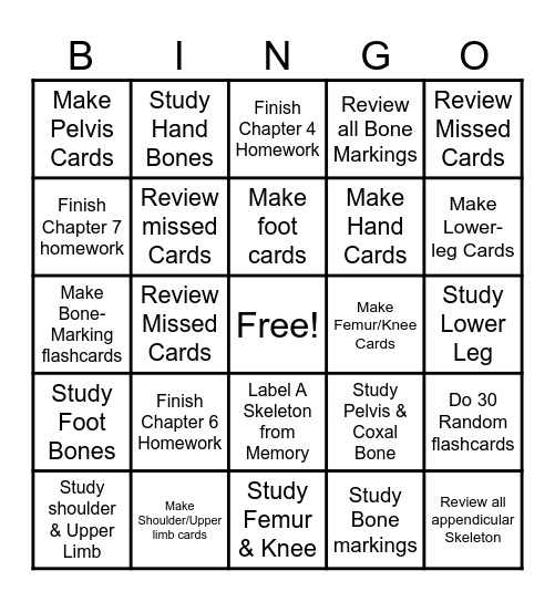 Anatomy & Physiology Bingo Card