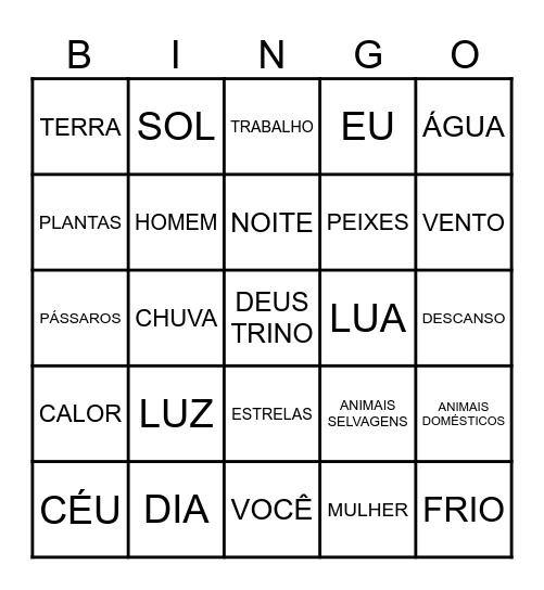 GRATIDÃO POR TUDO QUE DEUS CRIOU Bingo Card