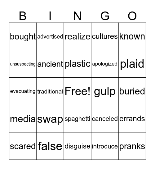 ** April Fool's Day ** Bingo Card