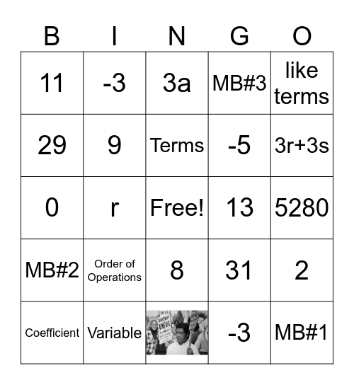 Math Bingo 9/25/26 Bingo Card