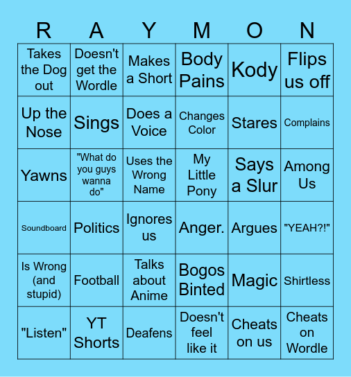 Drew Bingo Card Bingo Card