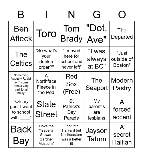 Love Is Blind Boston Bingo Card