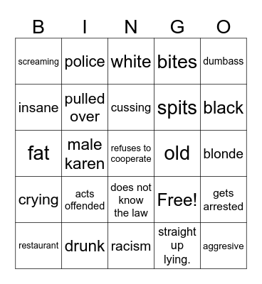 Karen Bingo Card