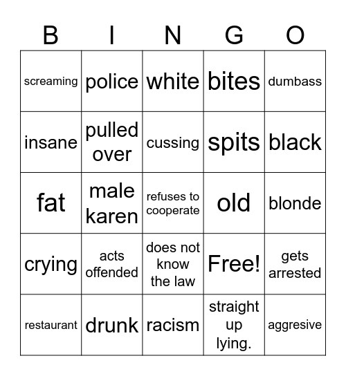 Karen Bingo Card