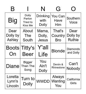 Show Dolly Some Love Bingo Card