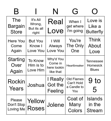 Dolly's #1 Bingo Card