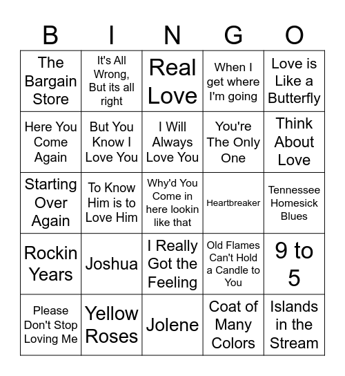 Dolly's #1 Bingo Card