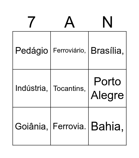 Bingo Geográfico Bingo Card