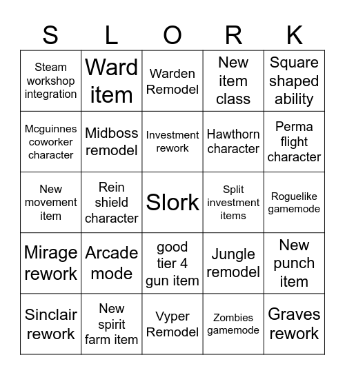 Deadlock Content Patch Bingo Card