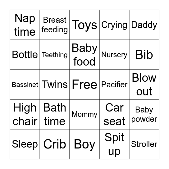 Baby Bingo Card