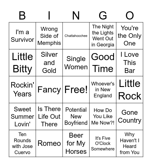 Dolly Parton & Friends Rd 2 Bingo Card