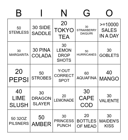 BAR BANGOBINGO Card