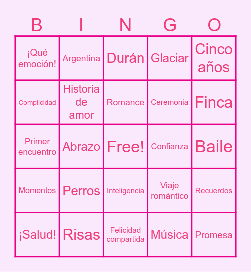 Alexandra Despedida de Soltera Bingo Card