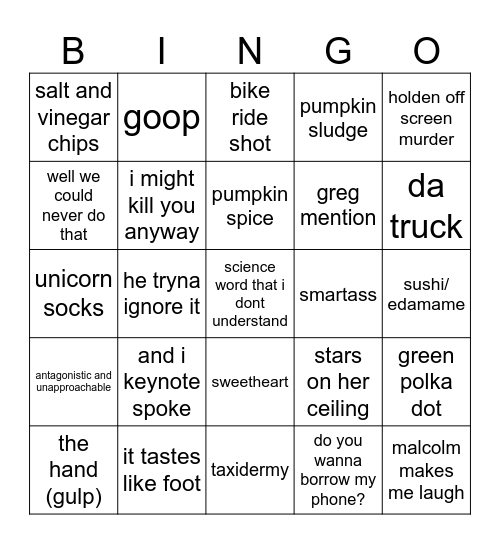love hypothesis Bingo Card