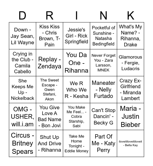 BARTENDER BEATS Bingo Card